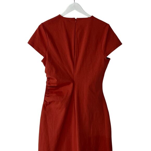 BODEN WOMENS SIZE 10R SIDE RUCHED STRETCH KNIT JERSEY MIDI DRESS RED NEW - Picture 8 of 15
